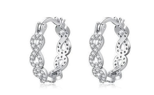 Brinco Argola Feminina Trançadas Cravejada de Zircônias