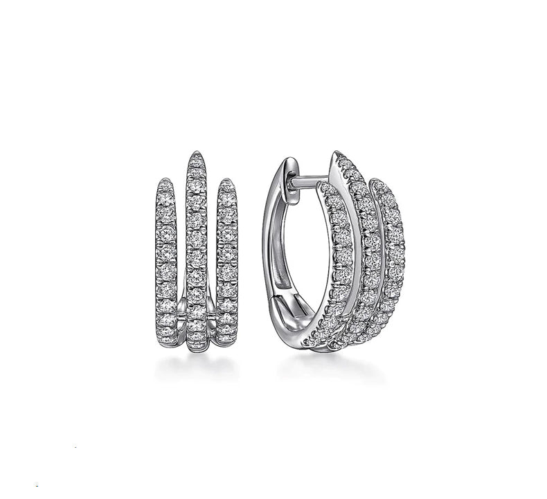 Brinco Argola Feminino 3 Garras com Zircônias