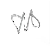 Anel Ajustável Feminino Trançado com Zirconias