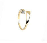 Rectangular Adjustable Ring with Zirconia (925 Sterling Silver)
