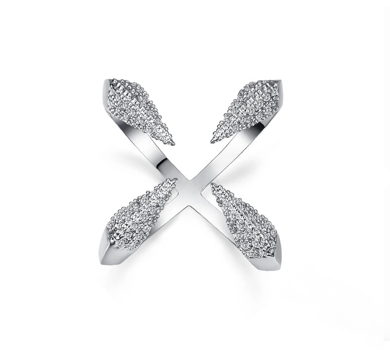 Anel Ajustável Feminino Garras de Águia e Zircônias