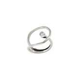 Anel Feminino Ajustável Oval Vazado com Solitário de Zircônia