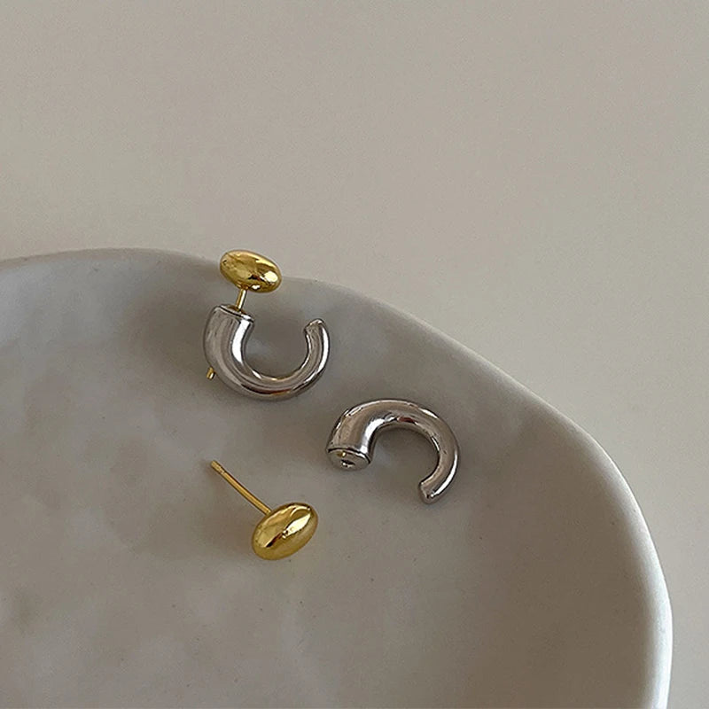 Two Tone Half Hoop Earring