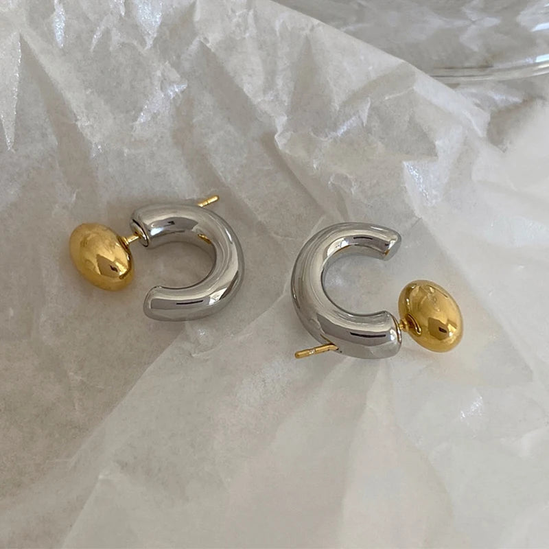 Two Tone Half Hoop Earring