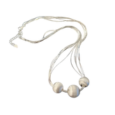 Colar Feminino Fios Snakes Torcidos com 3 Esferas Foscas