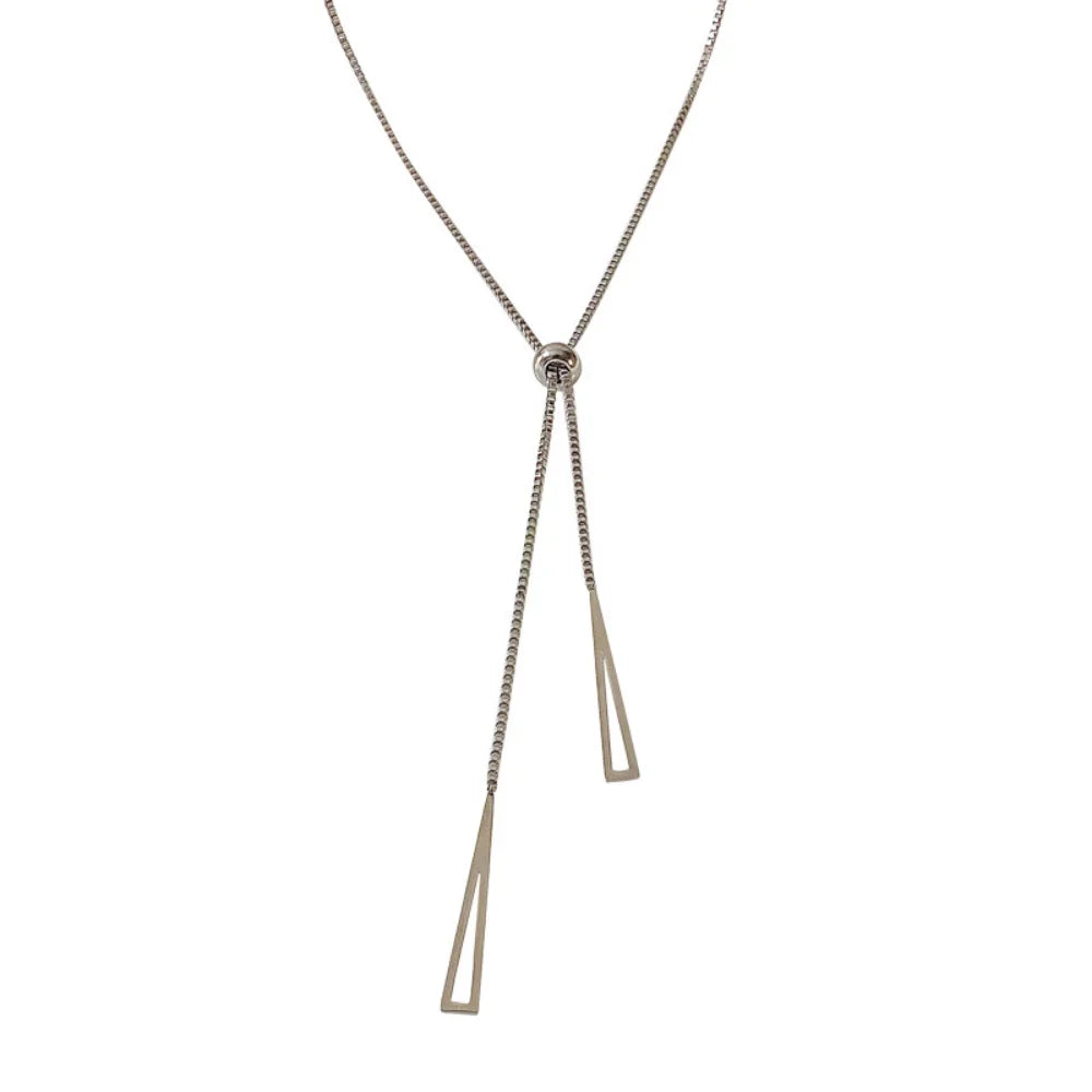 Colar Feminino Comprido Ajustável com Pingente Triângulos