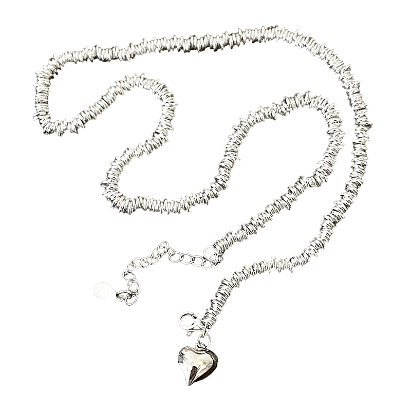 Silver Choker with Links and Heart