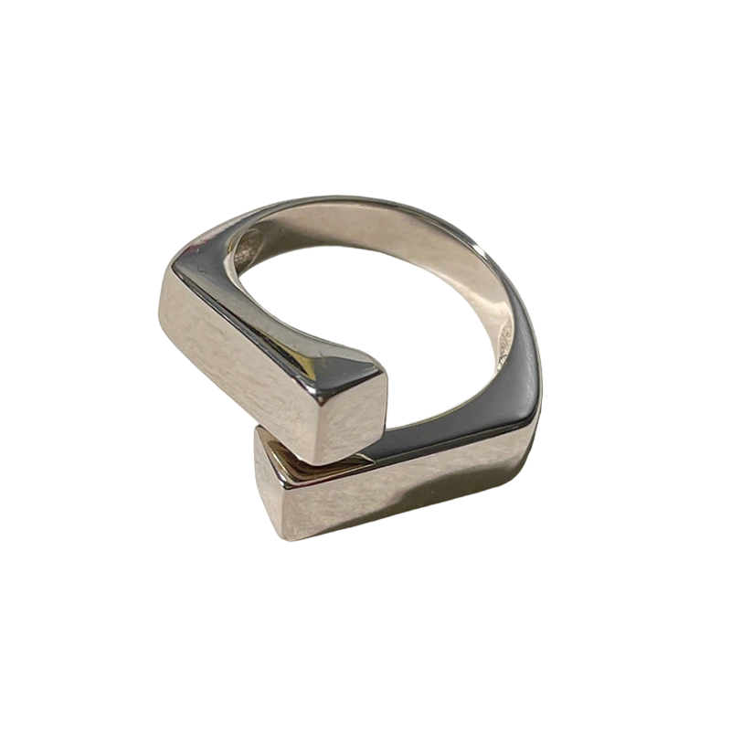 Anel Ajustável Feminino Geométrico Liso