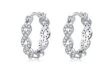 Brinco Argola Feminina Trançadas Cravejada de Zircônias