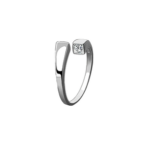 Rectangular Adjustable Ring with Zirconia (925 Sterling Silver) 