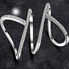 Anel Ajustável Feminino Trançado com Zirconias