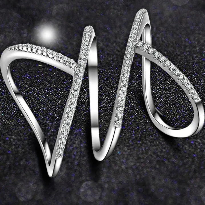 Anel Ajustável Feminino Trançado com Zirconias