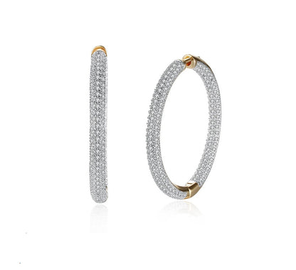 Brinco Argolas Feminino Cravejada de Zircônias