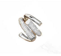 Anel Ajustável Feminino Entrelaçado Cravejado de Zircônias