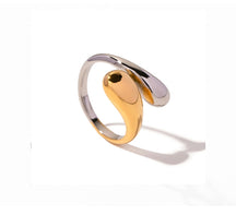 Anel Ajustável Feminino 2 Gotas Bicolor Waterdrop