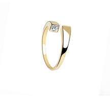 Rectangular Adjustable Ring with Zirconia (925 Sterling Silver) 