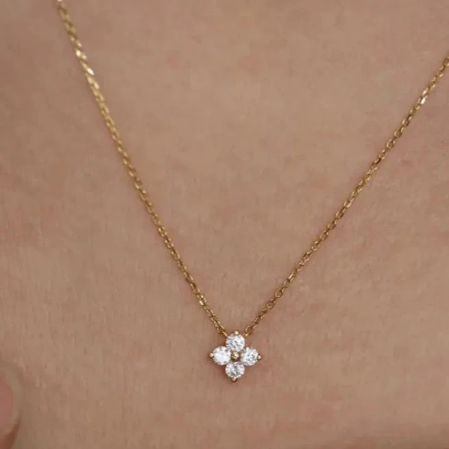 Corrente Feminina Ponto de Luz Formato de Flor com Zircônias