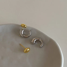Two Tone Half Hoop Earring 