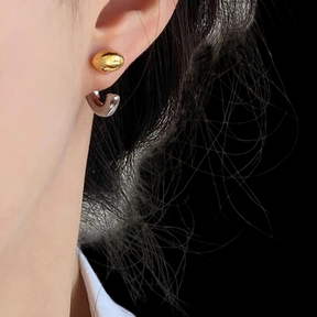 Two Tone Half Hoop Earring 