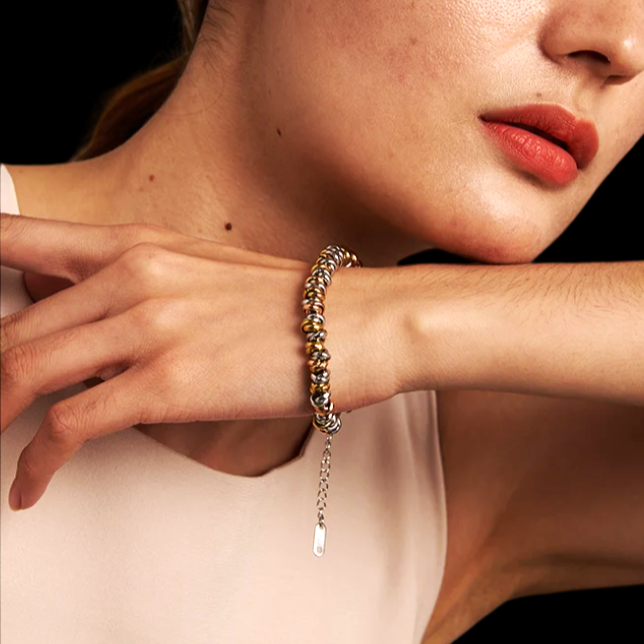 Stainless Steel Bracelet with Intertwined Links