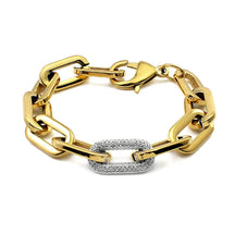 Pulseira Feminina de Elos Grandes com Zircônias