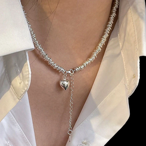 Silver Choker with Links and Heart