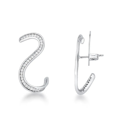 Brinco Feminino Curvas com Zircônias